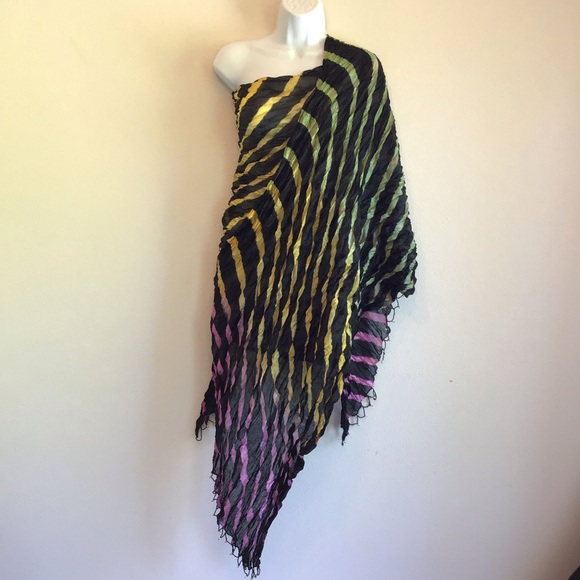 New Black Beach Striped Scarf Wrap Pareo - Picture 4 of 12